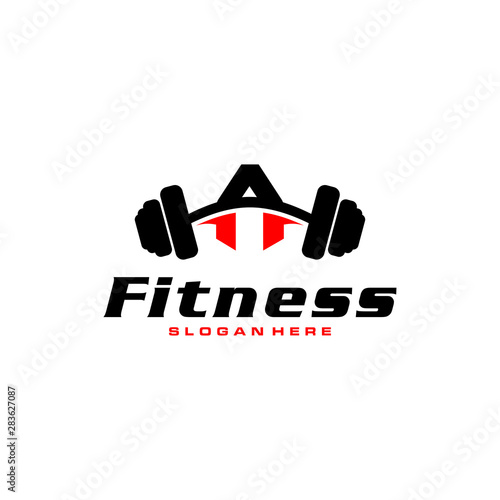 Letter A Logo With barbell. Fitness Gym logo. fitness vector logo design for gym and fitness.