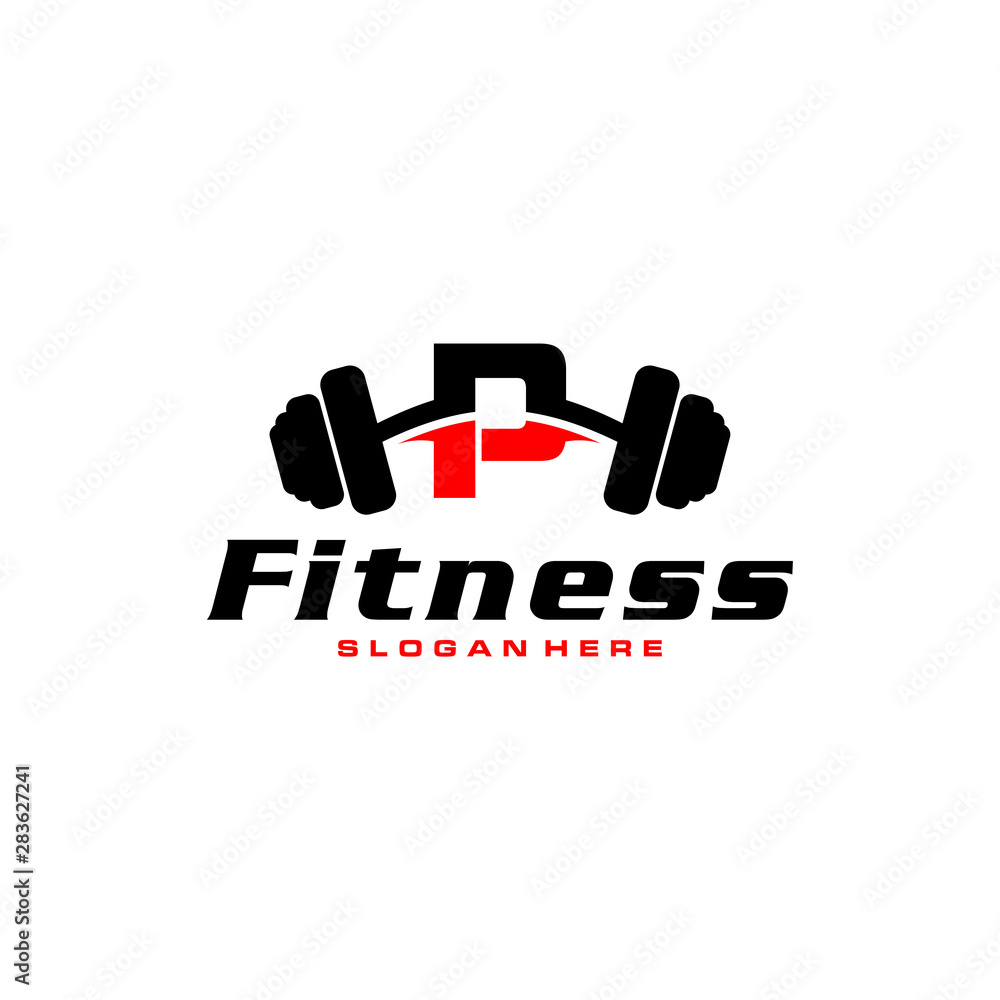 Letter P Logo With barbell. Fitness Gym logo. fitness vector logo design for gym and fitness. Letter P Logo With barbell. Fitness Gym logo. fitness vector logo design for gym and fitness.