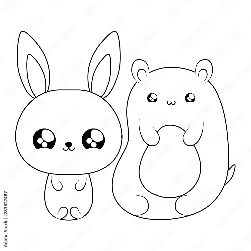 cute bear with bunny baby animals kawaii style cute bear with bunny baby animals kawaii style
