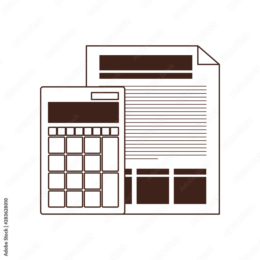 file sheet with calculator in white background file sheet with calculator in white background
