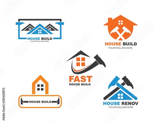 house build and renovation logo icon vector illustration