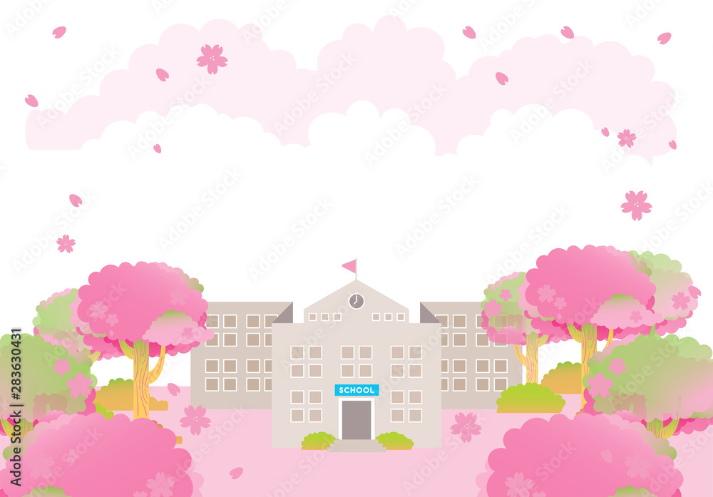 school building spring pink sakura tree graduation ceremony season