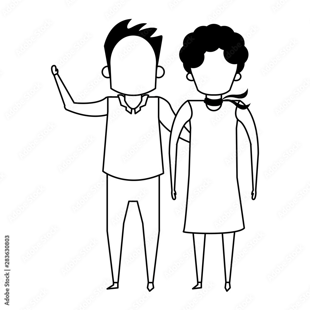grandparents senior old people cartoon faceless in black and white grandparents senior old people cartoon faceless in black and white