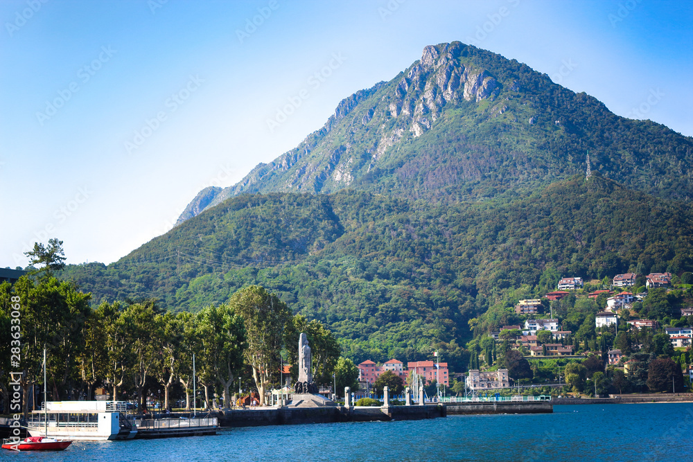 view of beautiful cityscape in Lecco town