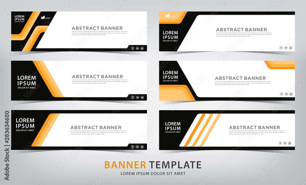 set of six abstract orange web banner templates, vector illustration set of six abstract orange web banner templates, vector illustration