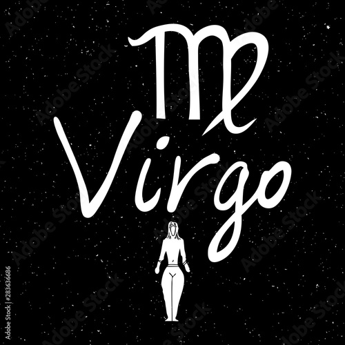 Virgo zodiac horoscope hand drawing sign for mystic  occult  palmistry and witchcraft alchemy. Vector.