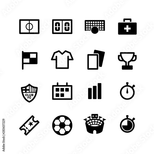 Simple bold line football icon set. Soccer game icon collection. Sport activities graphic recources basic element