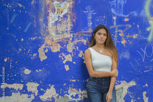 Teenage girl with her arm closed