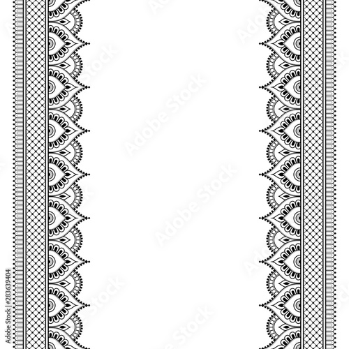 Decorative monochrome pattern in ethnic oriental style for greeting card, invitation, announcement or coloring book page