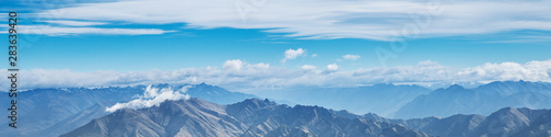 mountains and blue sky landscape banner background