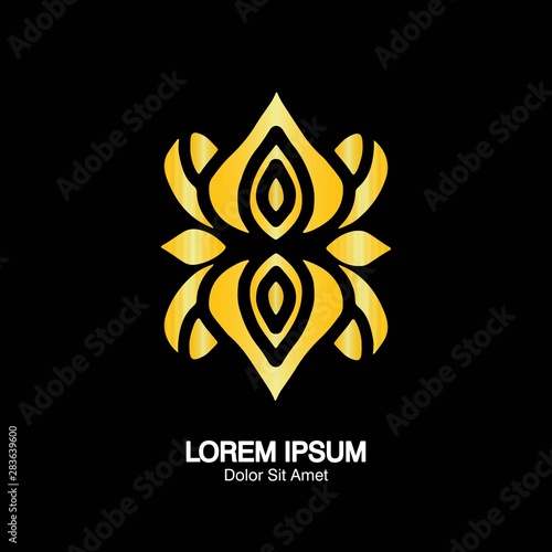 Abstract Elegant Logo Design in black and Golden Metallic color for luxury company fashion branding Beautiful Business Logo  Yoga  Premium house hotel spa logotype