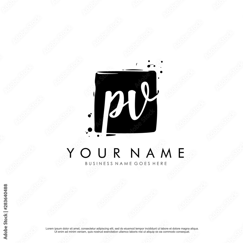 P V PV initial square logo template vector