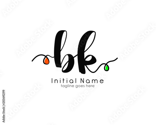 B K BK Initial brush color logo template vetor