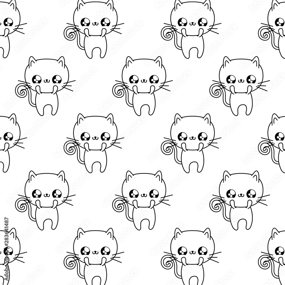 pattern of cute cats baby animals kawaii style pattern of cute cats baby animals kawaii style
