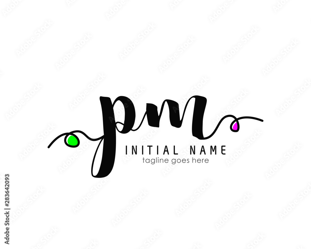 Obraz premium P M PM Initial brush color logo template vetor
