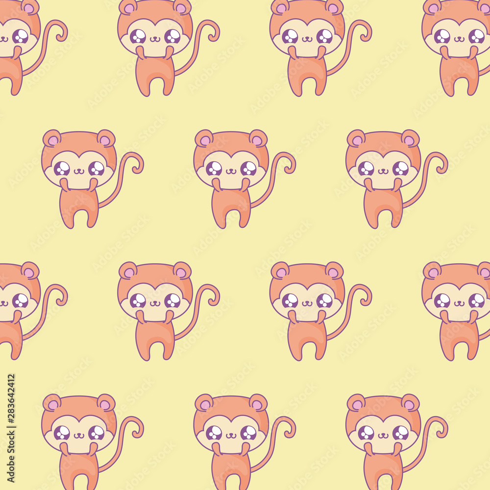 pattern of cute monkeys baby animals kawaii style