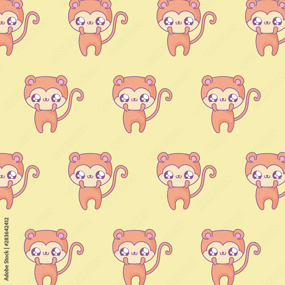 pattern of cute monkeys baby animals kawaii style pattern of cute monkeys baby animals kawaii style