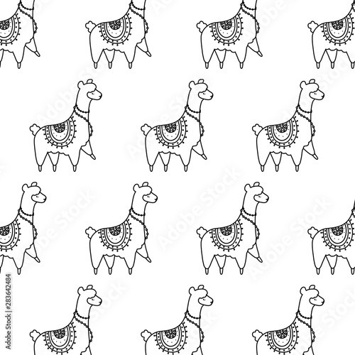 pattern of cute alpacas kawaii style