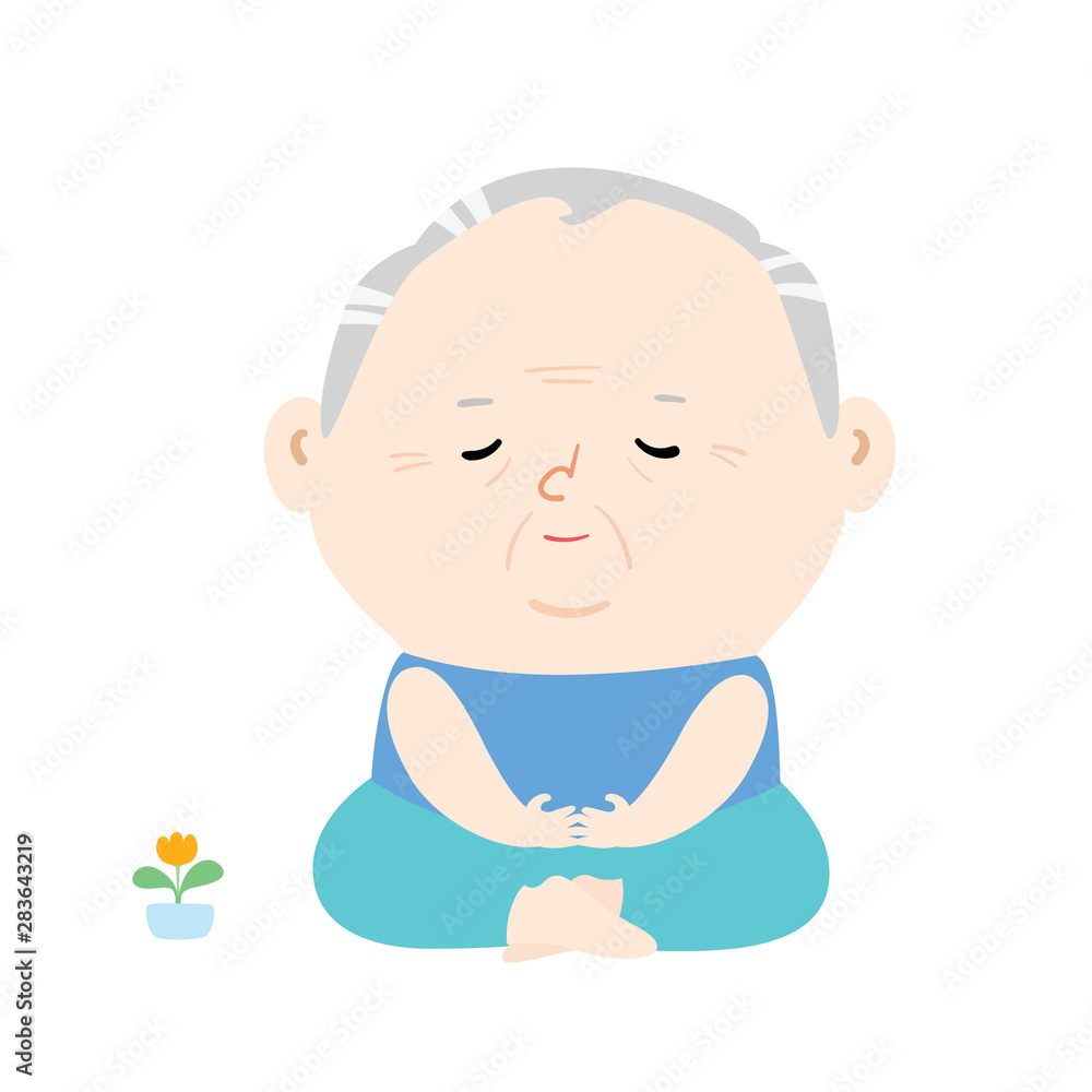 Senior man do meditation vector. Senior man do meditation vector.