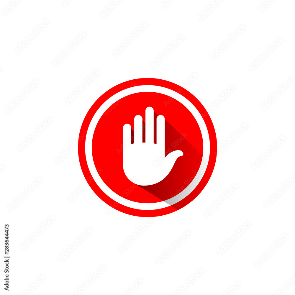 Stop hand gesture icon isolated on white background.