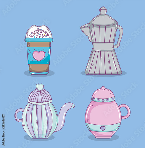 coffee time sketch flat design