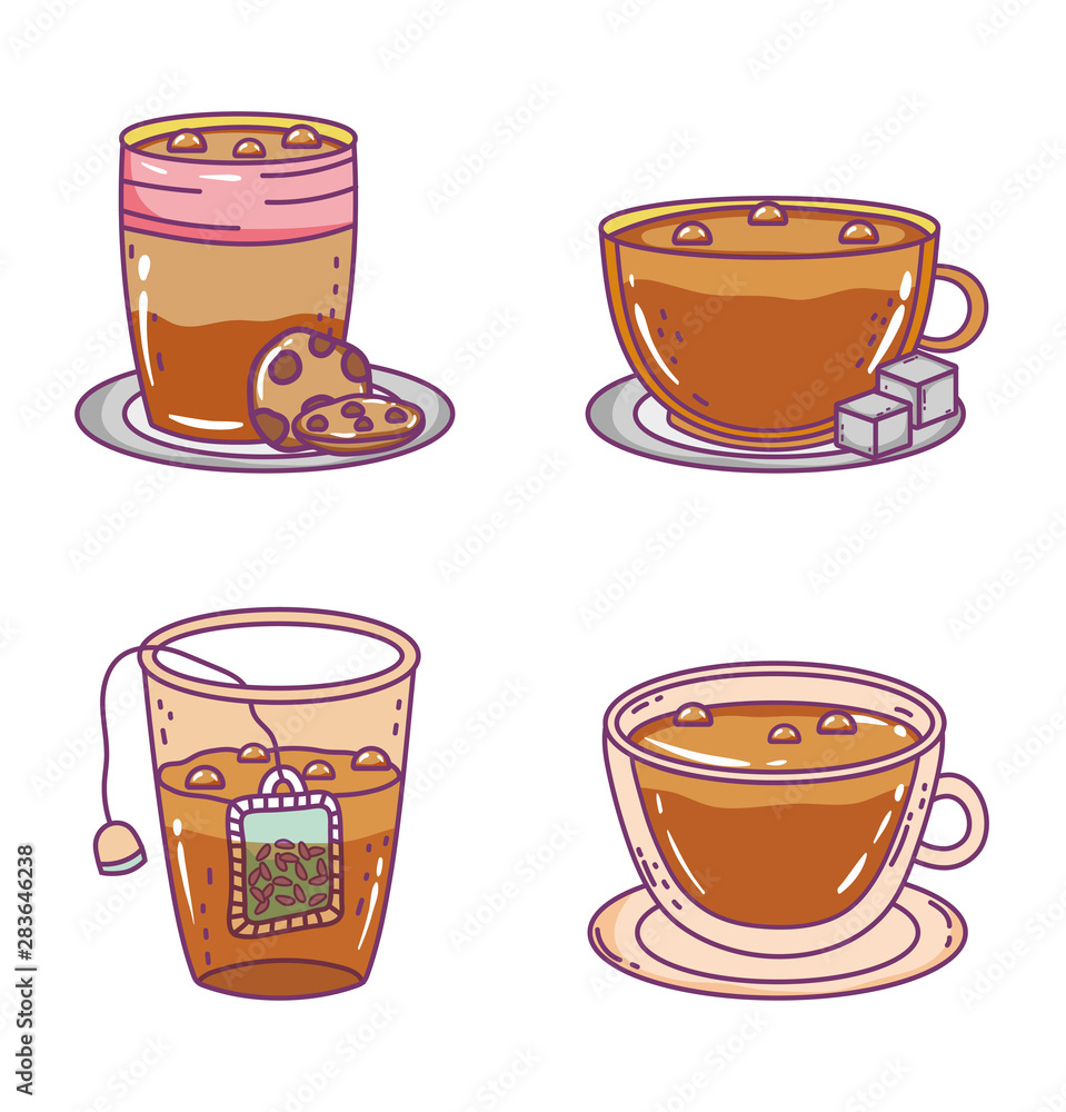 Obraz premium coffee and tea time sketch flat design