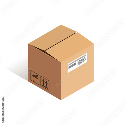 Ajar carton box isometric icon