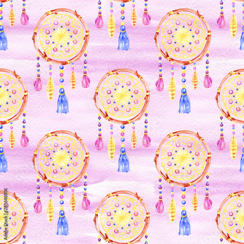 Pattern in boho style. Seamless texture hand drawn. Illustration for your design. Bright colors.