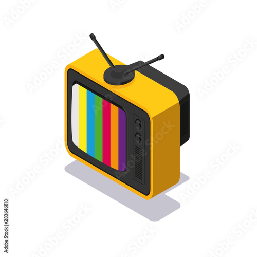 Vector retro tv Icon in flat isometric 3d style isolated. Television symbol usable for web site design, logo, app, UI, posters. Vector illustration, EPS10.