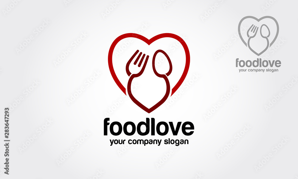 Food Love Vector Logo Template. This is simple and clean logo. They are fully editable and scalable without losing resolution.