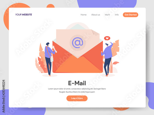 Landing page template of E-mail Illustration Concept. Modern design concept of web page design for website and mobile website.Vector illustration EPS 10