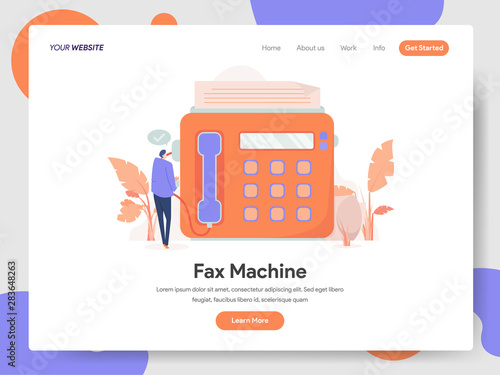 Landing page template of Fax Machine Illustration Concept. Modern design concept of web page design for website and mobile website.Vector illustration EPS 10