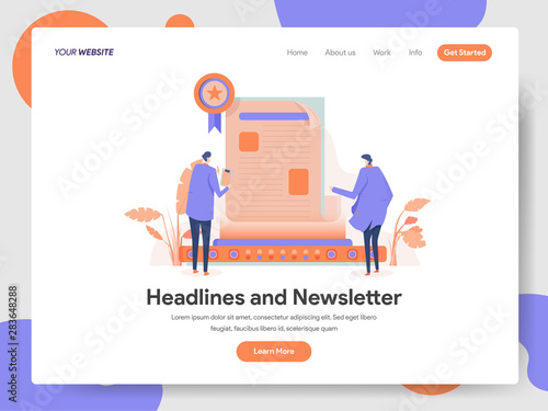 Landing page template of Headlines and Newsletter Illustration Concept. Modern design concept of web page design for website and mobile website.Vector illustration EPS 10