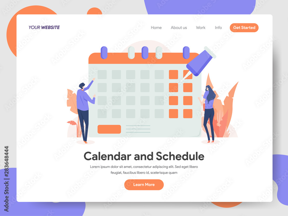 Landing page template of Calendar and Schedule Illustration Concept Landing page template of Calendar and Schedule Illustration Concept