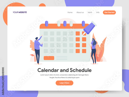 Landing page template of Calendar and Schedule Illustration Concept. Modern design concept of web page design for website and mobile website.Vector illustration EPS 10