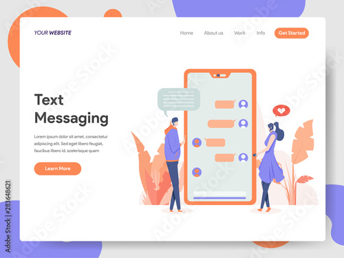 Landing page template of Text Messaging Illustration Concept. Modern design concept of web page design for website and mobile website.Vector illustration EPS 10 © Silvia