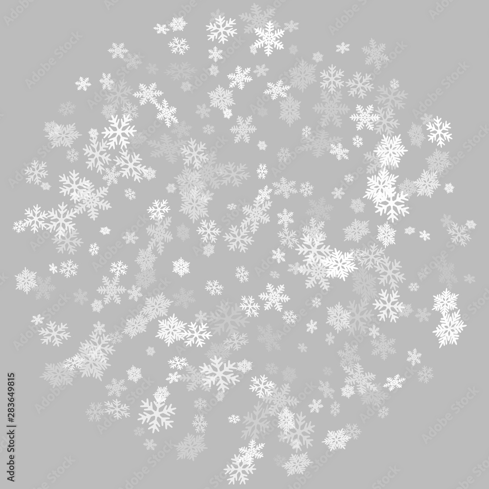 Windy snowflakes falling and flying winter seasonal weather vector.