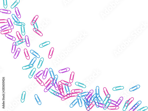 Stationary paperclips isolated on white background