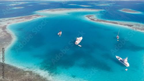 Aerial view of kite surf and wind surf in Los Roques photo