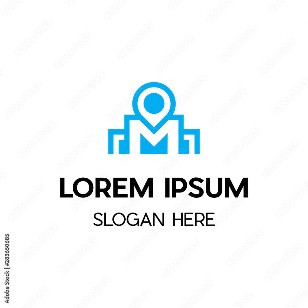 Letter M Mark Place Location Logo Design, Brand Identity logos vector, modern logo, Letter M geotag logo icon design template elements