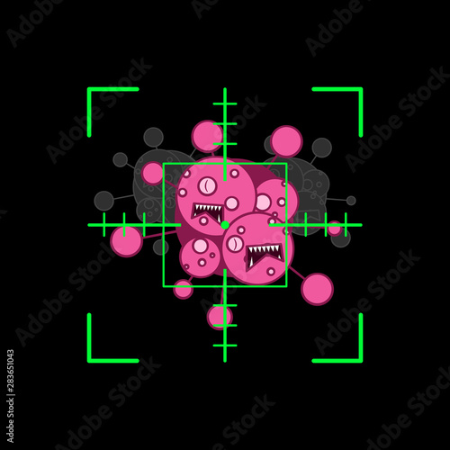 Target aim cancerous cells to kill. Cancer awareness concept.