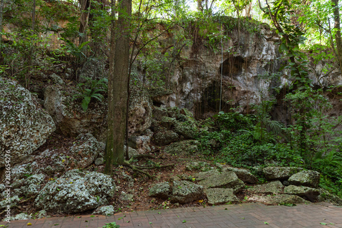 Rocky landscape of the open-air limestone cave