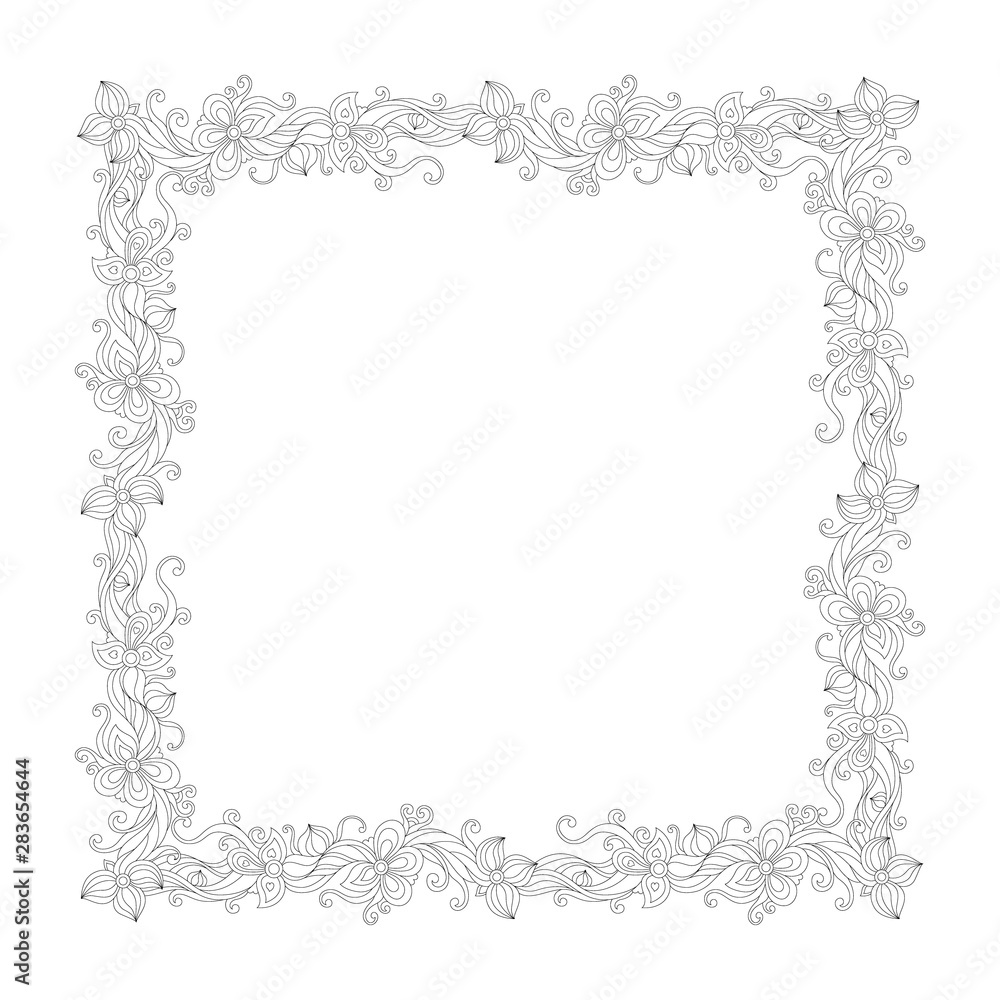black and white square floral frame black and white square floral frame
