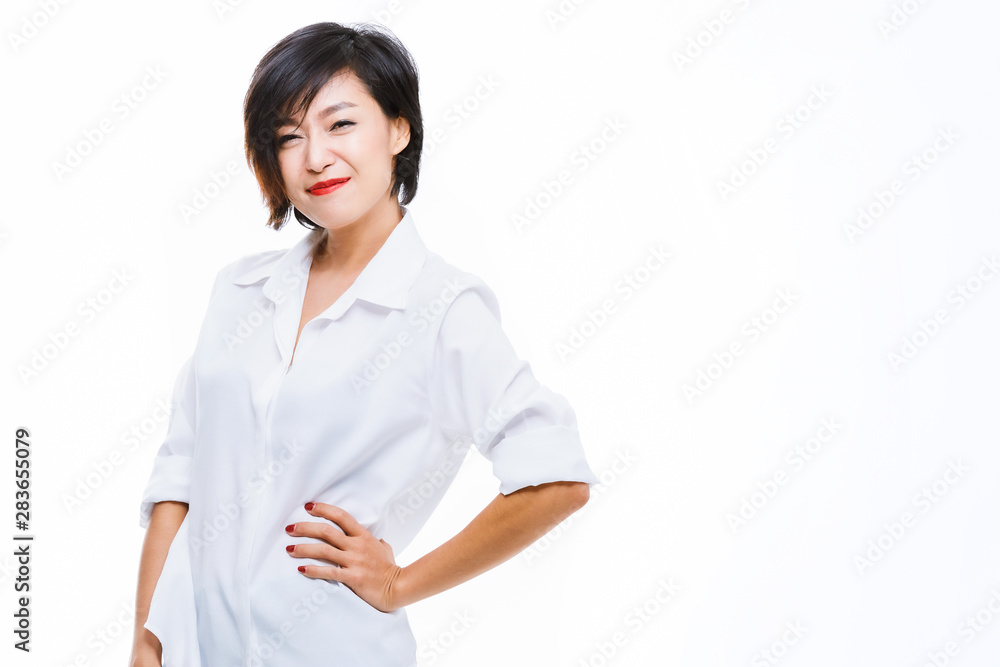 Attractive asian woman isolated on white background. Attractive asian woman isolated on white background.