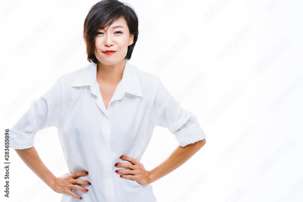 Attractive asian woman isolated on white background. Attractive asian woman isolated on white background.