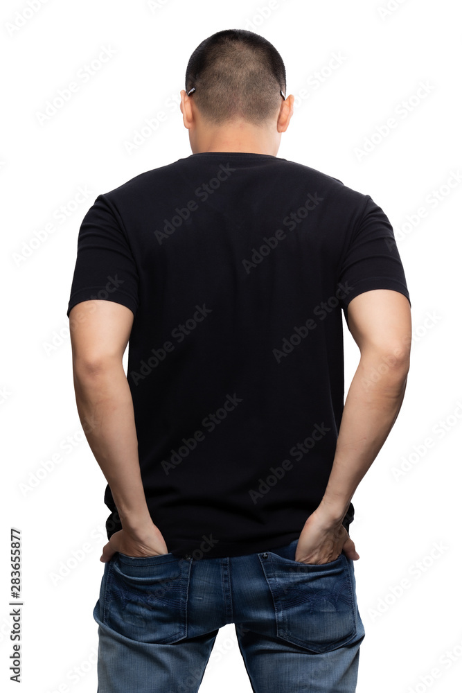 Fototapeta premium Black v-neck tshirt on asian model