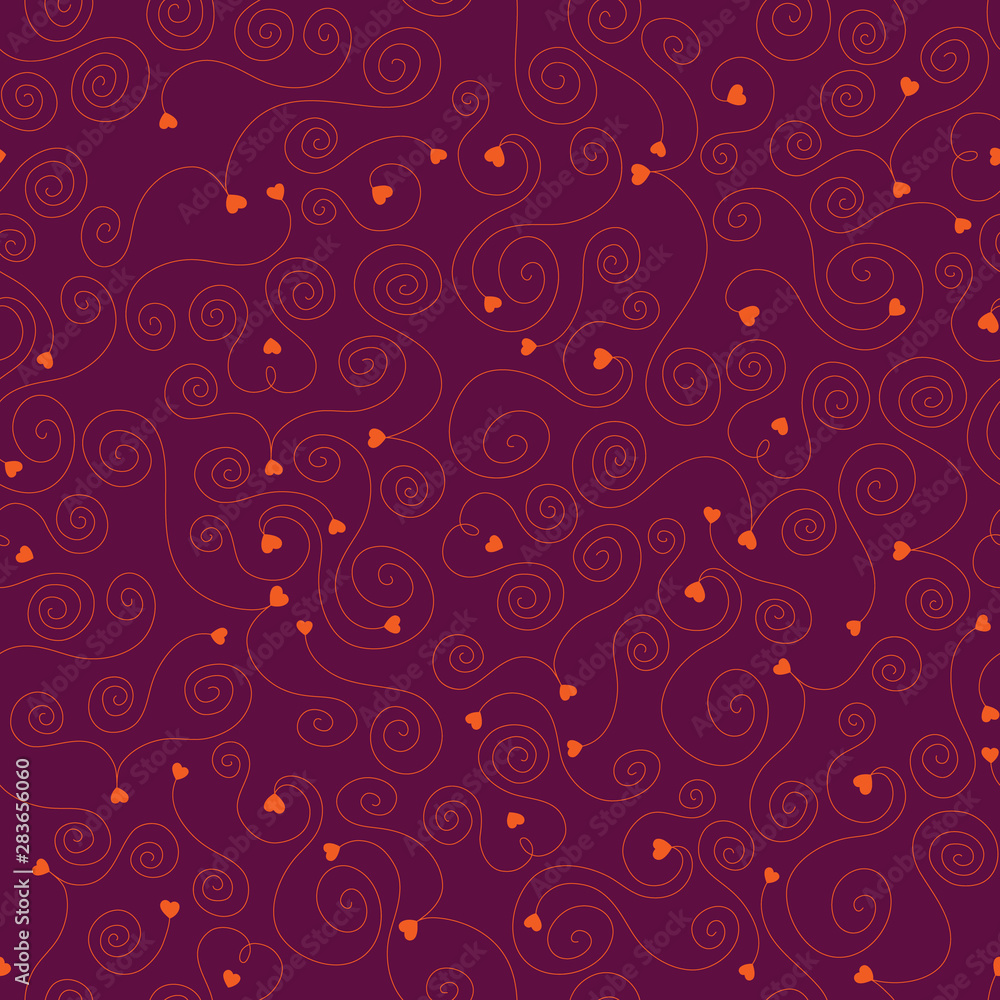 Seamless pattern hearts and swirls Seamless pattern hearts and swirls