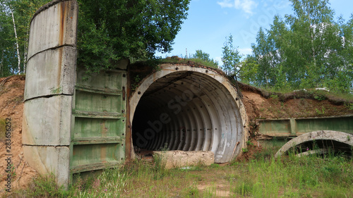 Old abandoned soviet bunker. Lost military base.