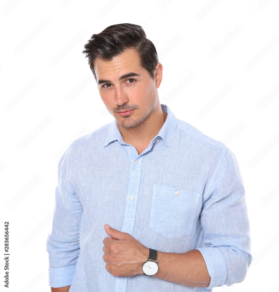 Portrait of handsome young man on white background Portrait of handsome young man on white background