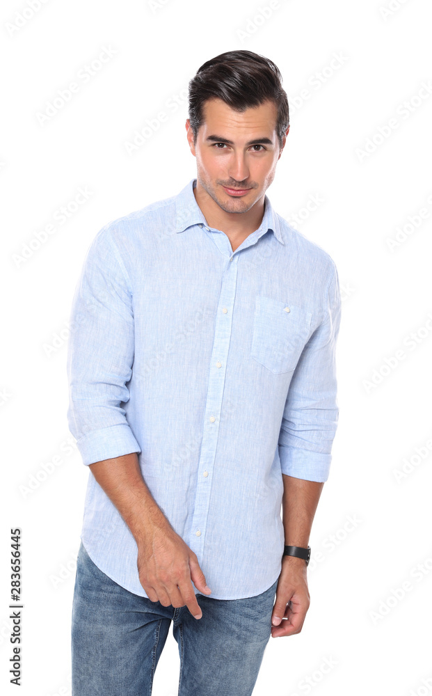Portrait of handsome young man on white background Portrait of handsome young man on white background